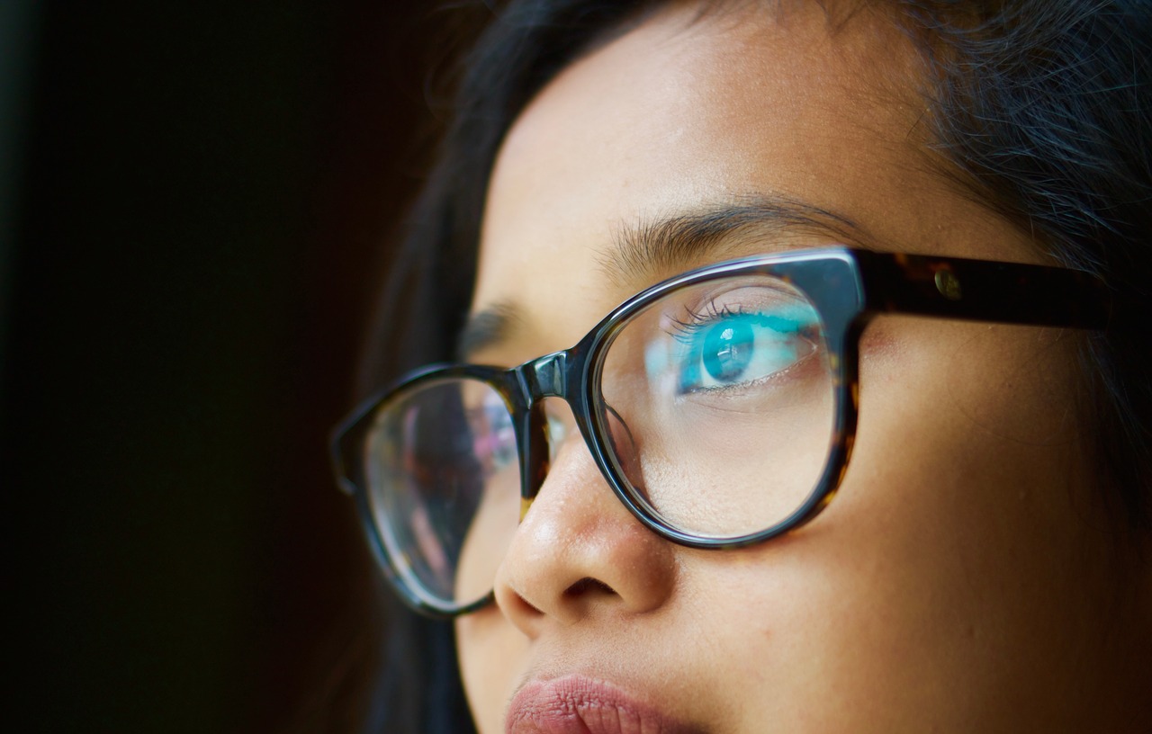 woman with glasses