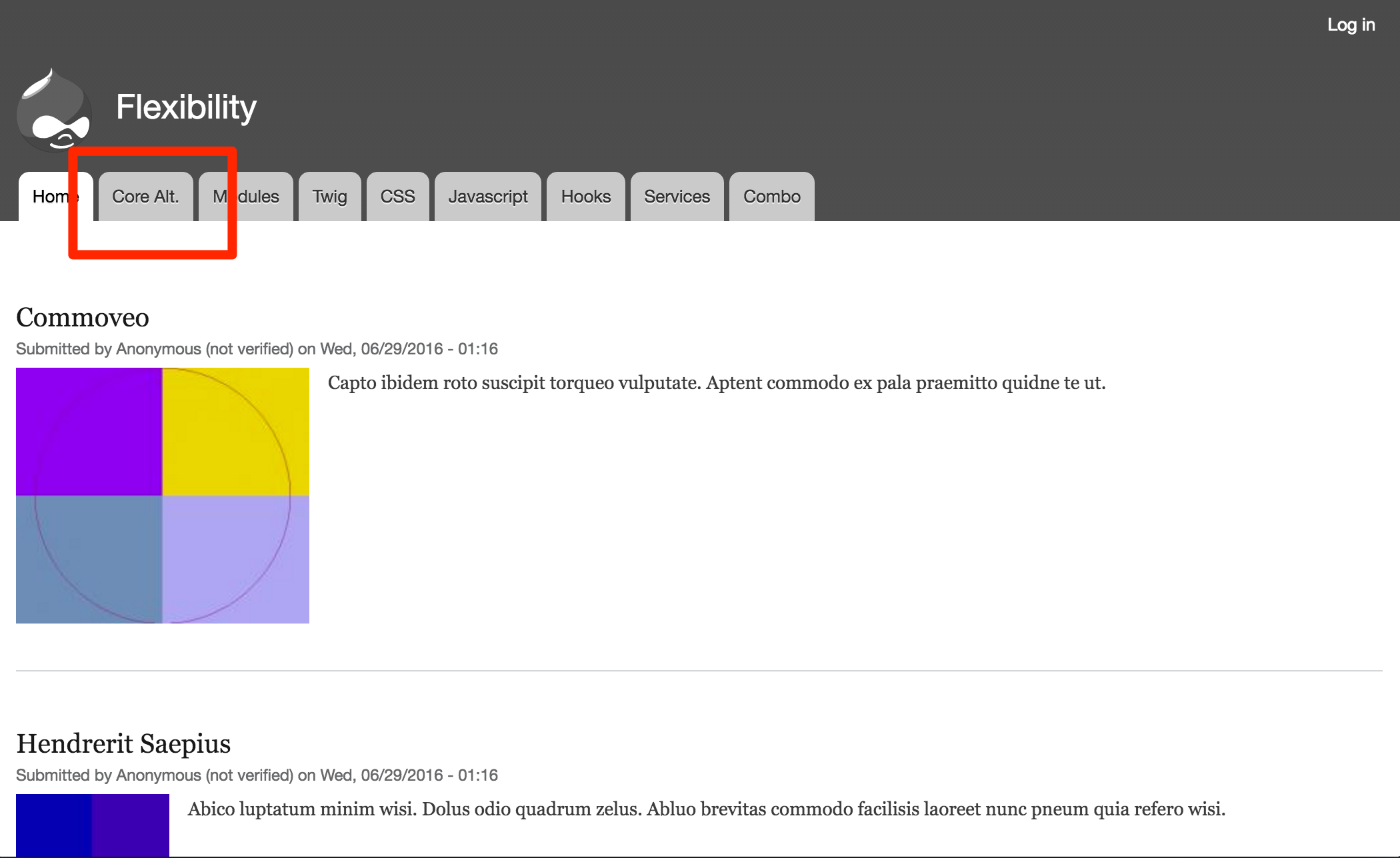 The first menu link has been altered using only Drupal core