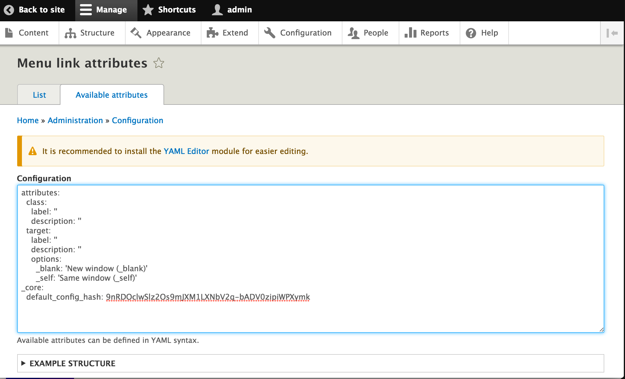 Menu Link Attributes require technical knowledge to change.