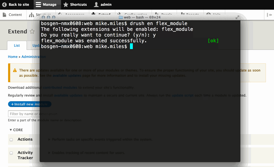 enable custom module using Drush
