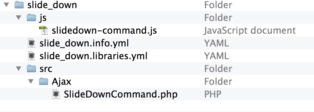 Slide down module files