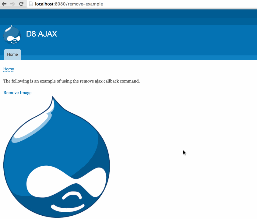 Example of using the remove callback command. Link triggers ajax request which returns response with 'remove' command targeting image id.
