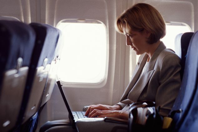 Working on an airplane