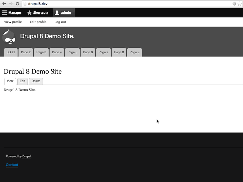 Use Drupal 8 core to change second menu item title and destination. Custom module alters before saving to database.