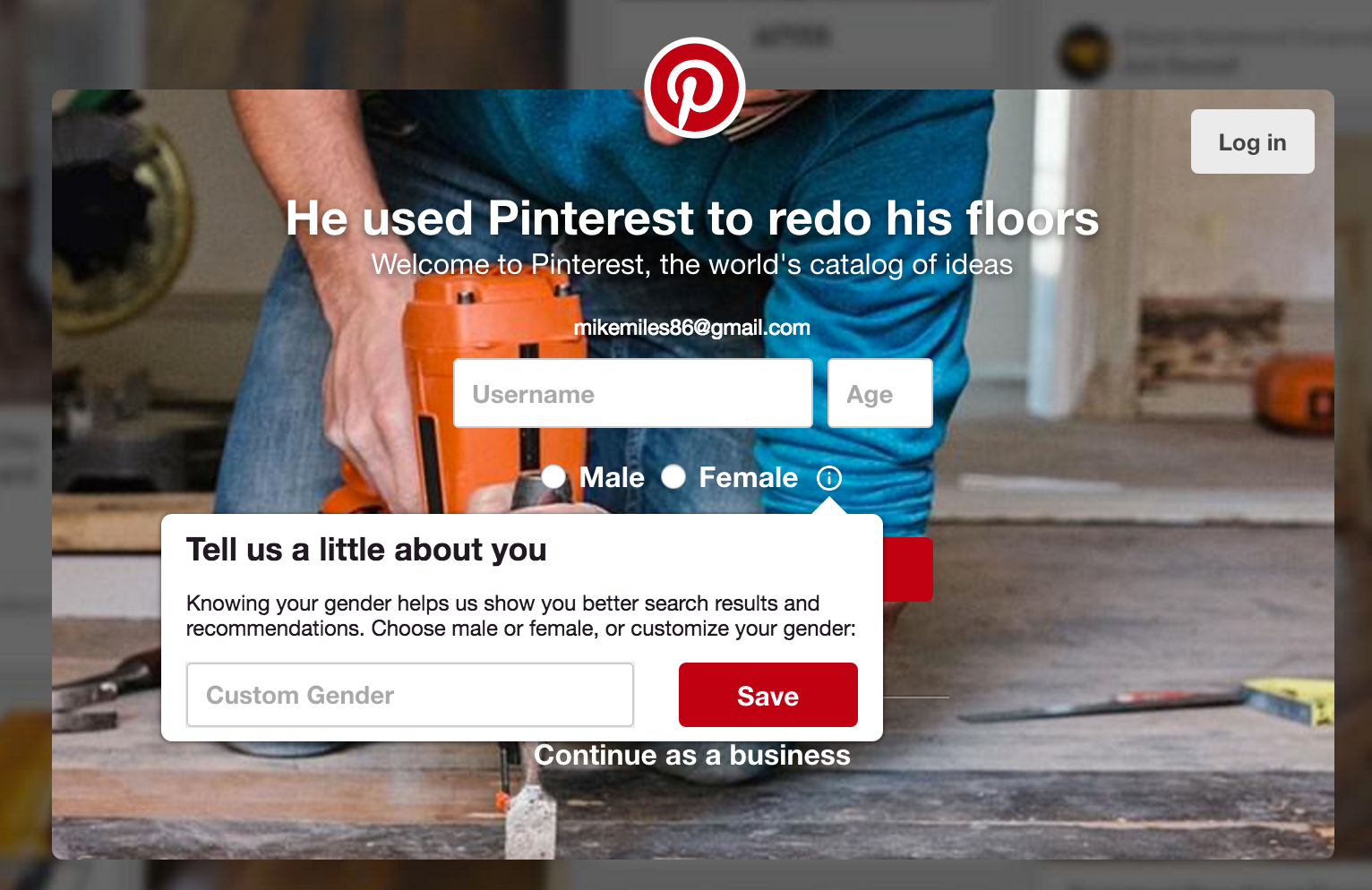 Pintrest account signup